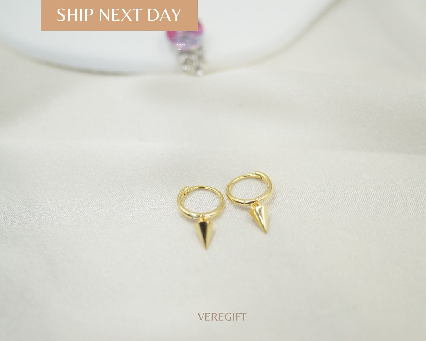 925 Sterling Silver Pendulum Hoop Earrings: Minimalist Dangle Earrings