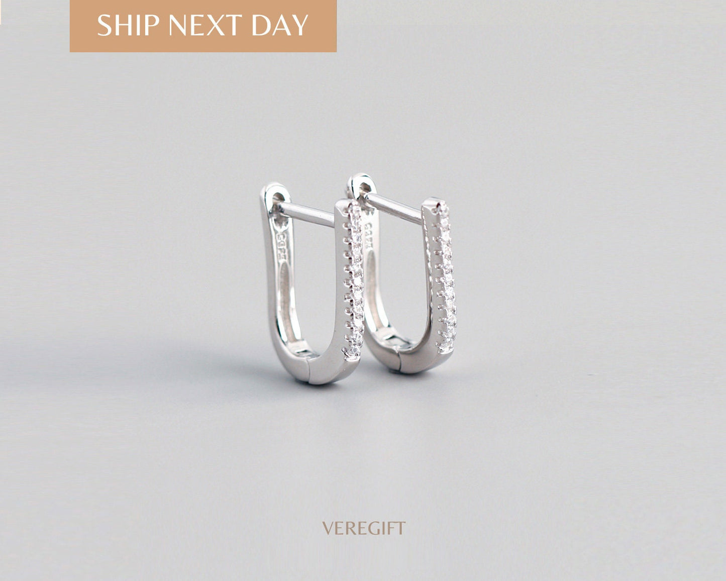 18k Gold Plated Sterling Silver U Hoop Earrings: Minimalist Lever Back