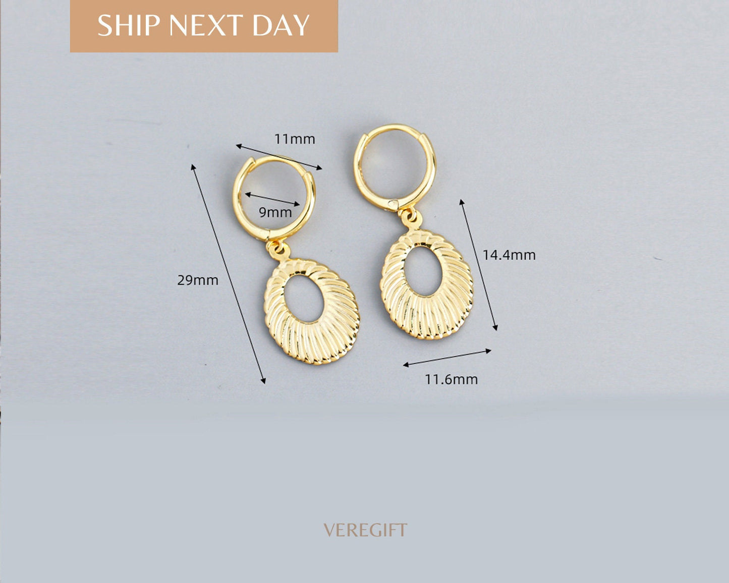 18k Gold Plated Water Drop Hoop Earrings: Sterling Silver Minimalist Style