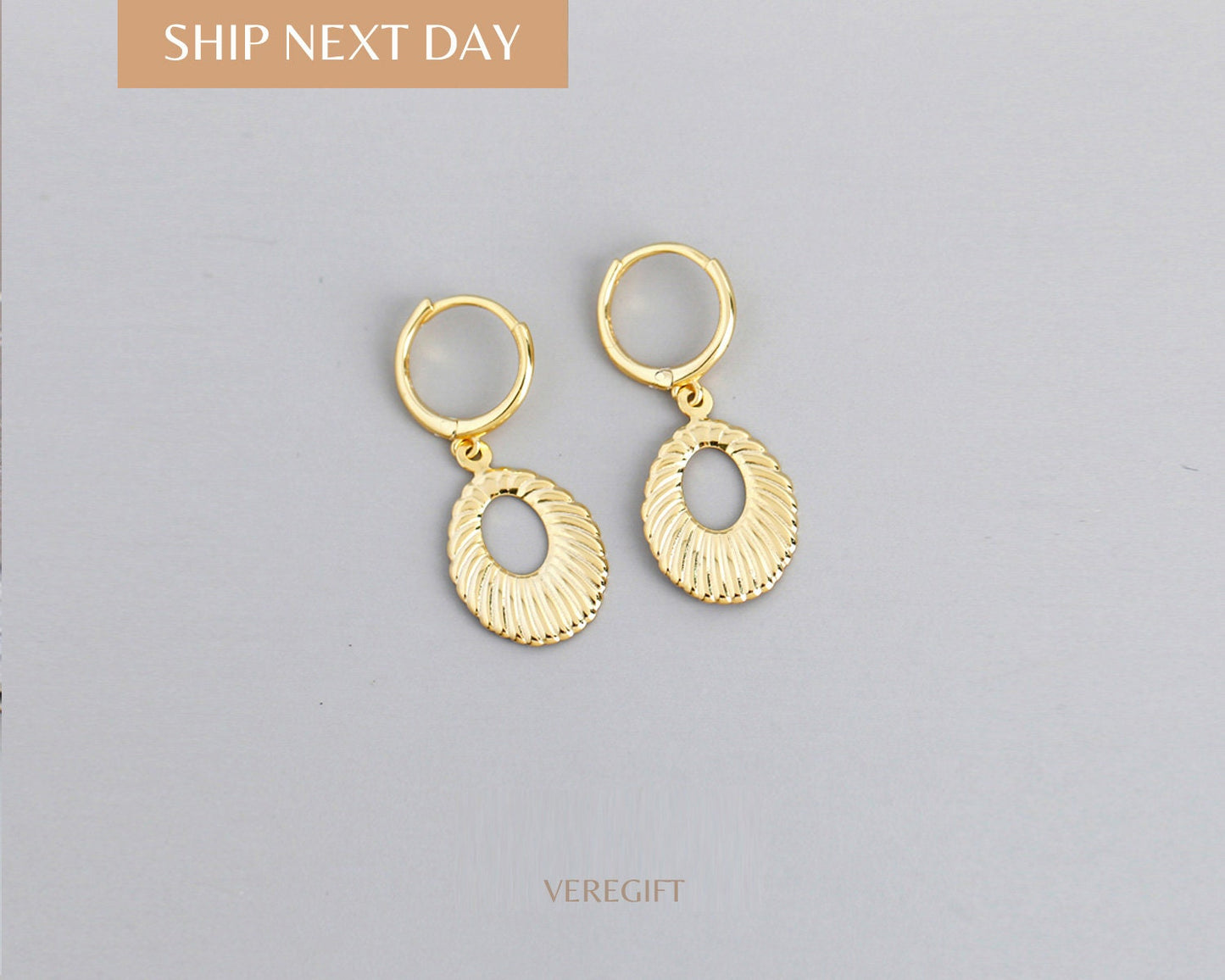 18k Gold Plated Water Drop Hoop Earrings: Sterling Silver Minimalist Style