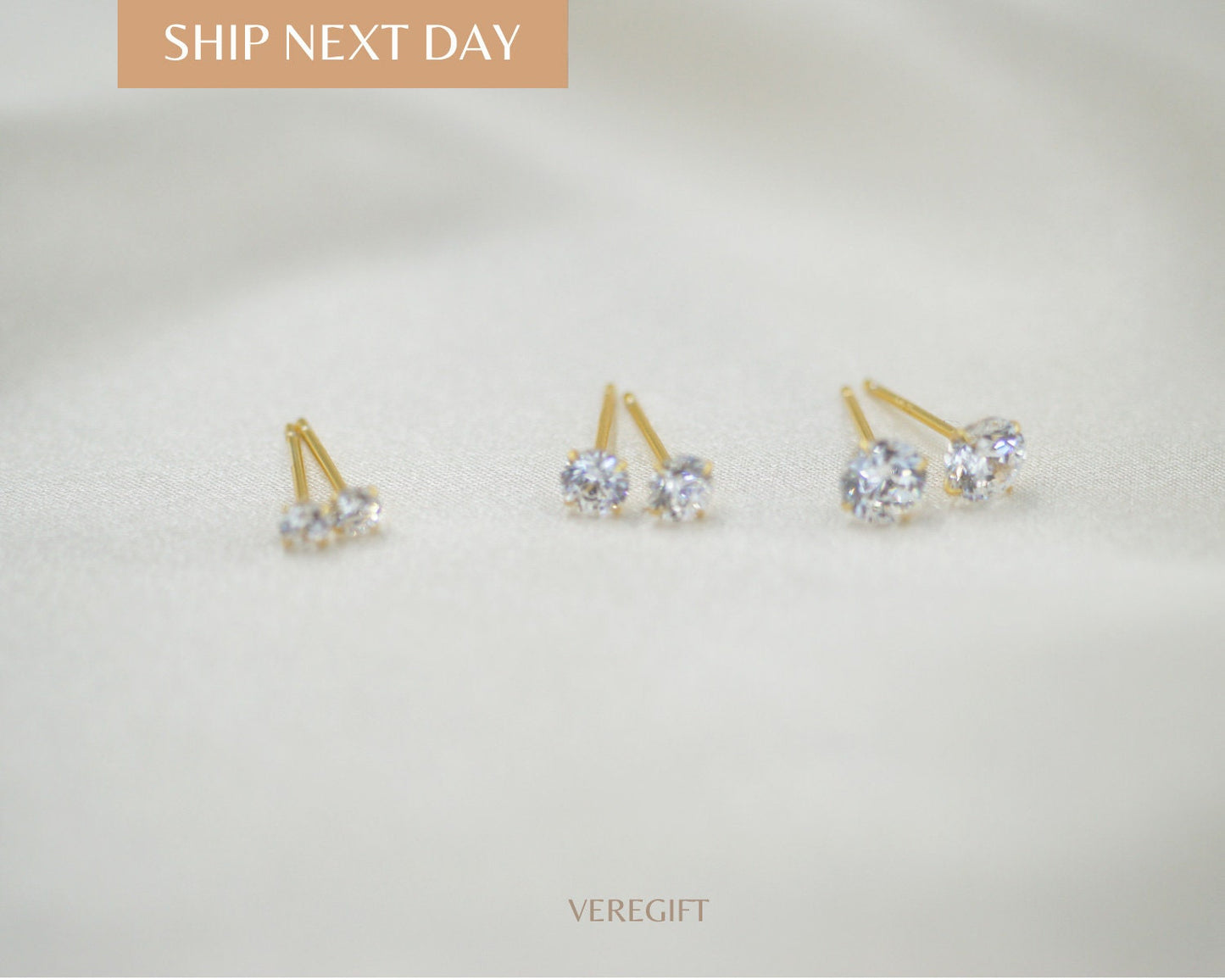 Dainty CZ Stud Earrings: 925 Sterling Silver, Minimalist Jewelry