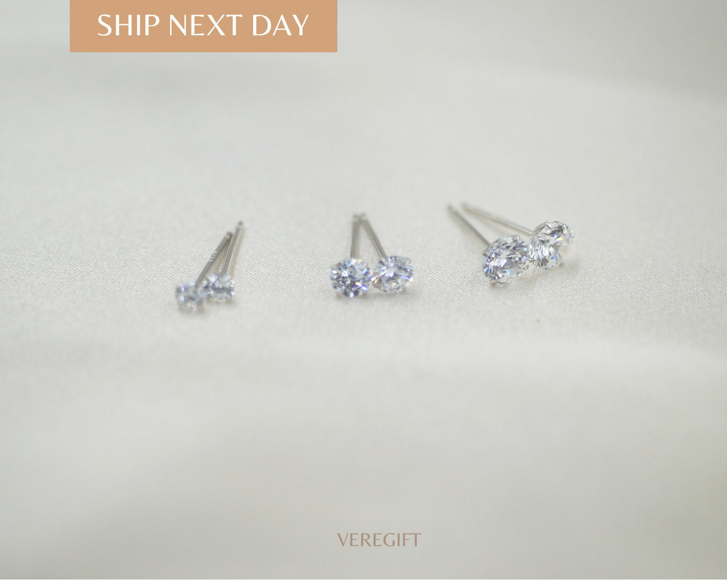Dainty CZ Stud Earrings: 925 Sterling Silver, Minimalist Jewelry
