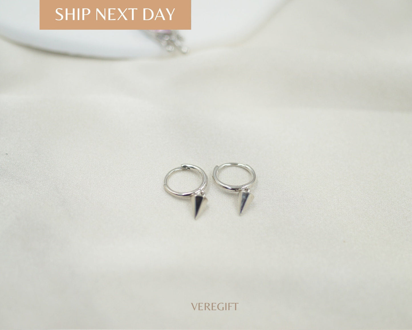 925 Sterling Silver Pendulum Hoop Earrings: Minimalist Dangle Earrings