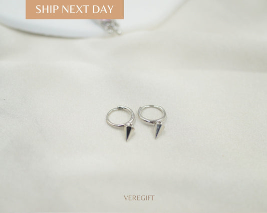 925 Sterling Silver Pendulum Hoop Earrings: Minimalist Dangle Earrings