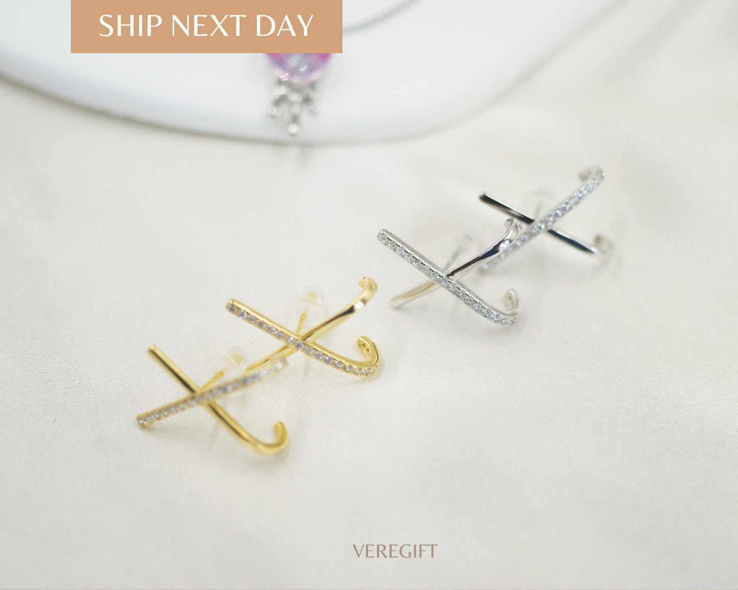 Cross Bar Stud Earrings, Cute Stud Earrings, Minimalist Stud Earrings, Gifts for Her Stud Earrings, Best Friend Gifts Earrings- EH4019