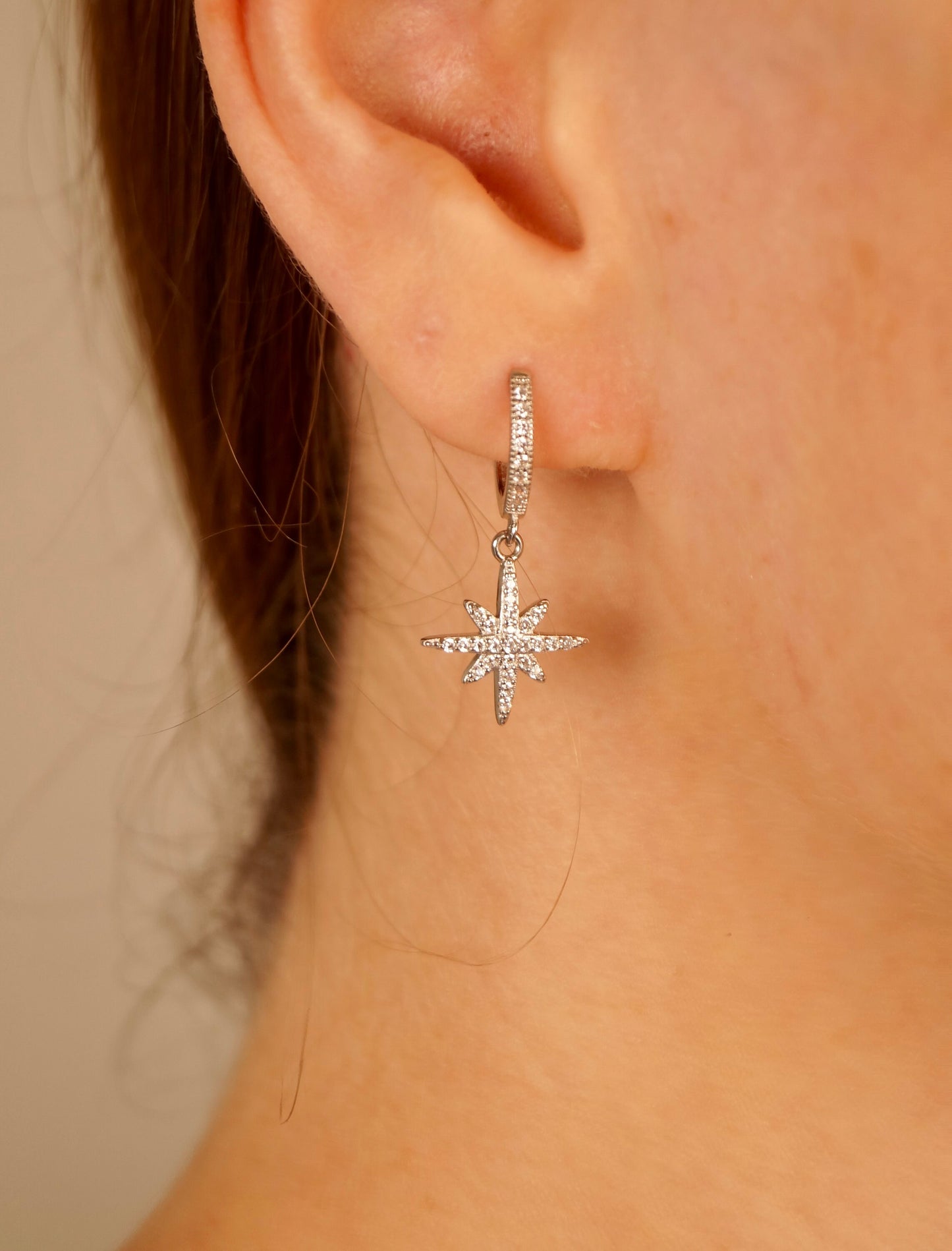 Anise Star Hoop Earrings: 18k Gold Plated Sterling Silver