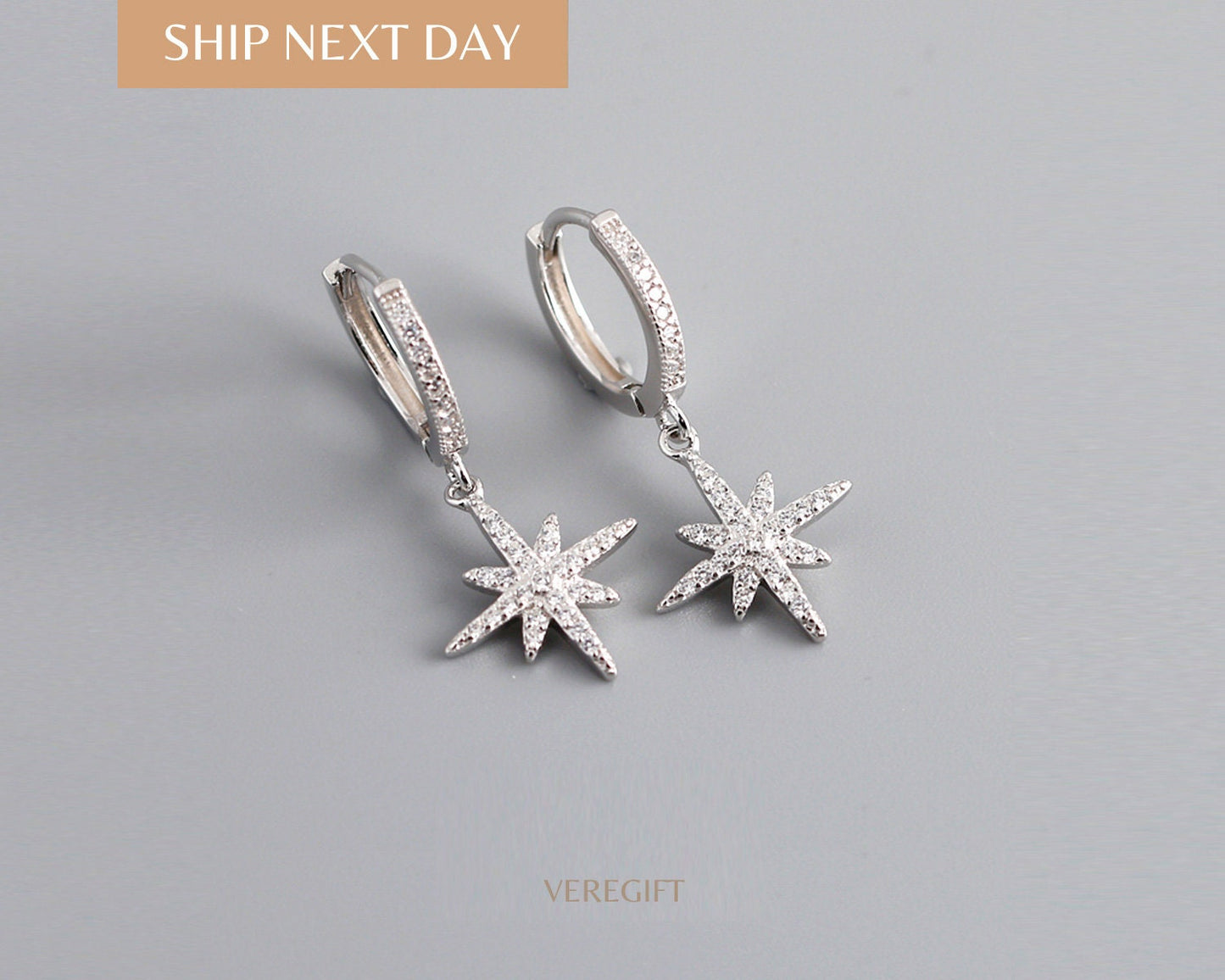 Anise Star Hoop Earrings: 18k Gold Plated Sterling Silver
