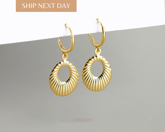 18k Gold Plated Water Drop Hoop Earrings: Sterling Silver Minimalist Style