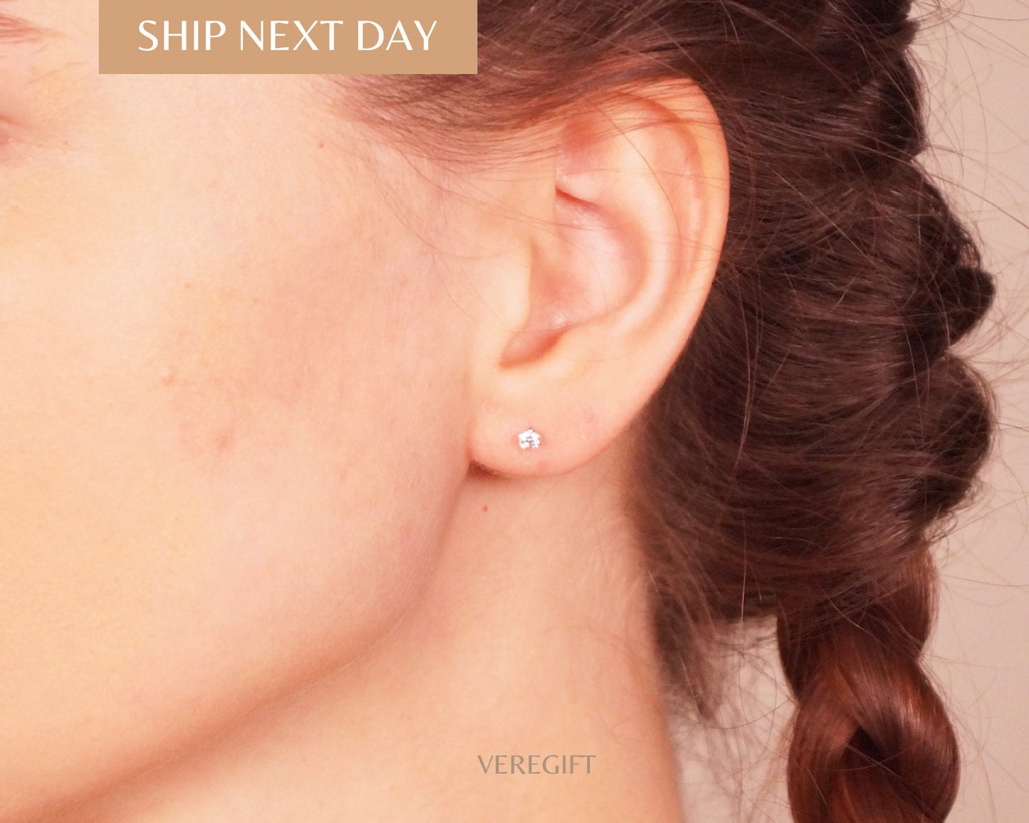 Dainty CZ Stud Earrings: 925 Sterling Silver, Minimalist Jewelry