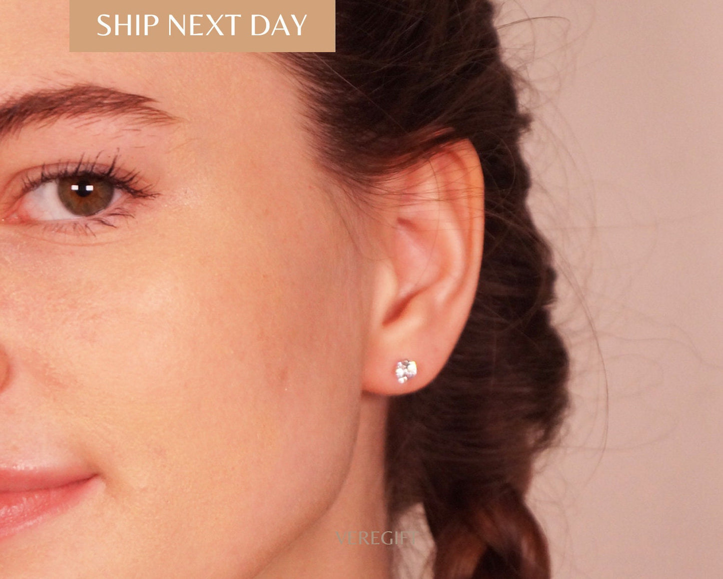 Dainty CZ Stud Earrings: 925 Sterling Silver, Minimalist Jewelry