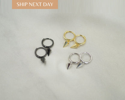 925 Sterling Silver Pendulum Hoop Earrings: Minimalist Dangle Earrings