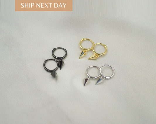925 Sterling Silver Pendulum Hoop Earrings: Minimalist Dangle Earrings