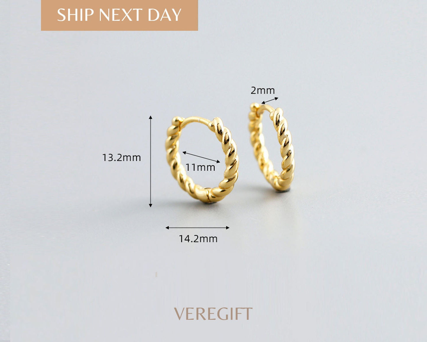 Braided Sterling Silver Hoop Earrings: 18k Gold Plated