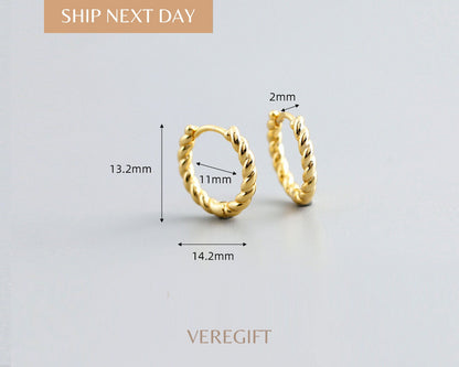 Braided Sterling Silver Hoop Earrings: 18k Gold Plated