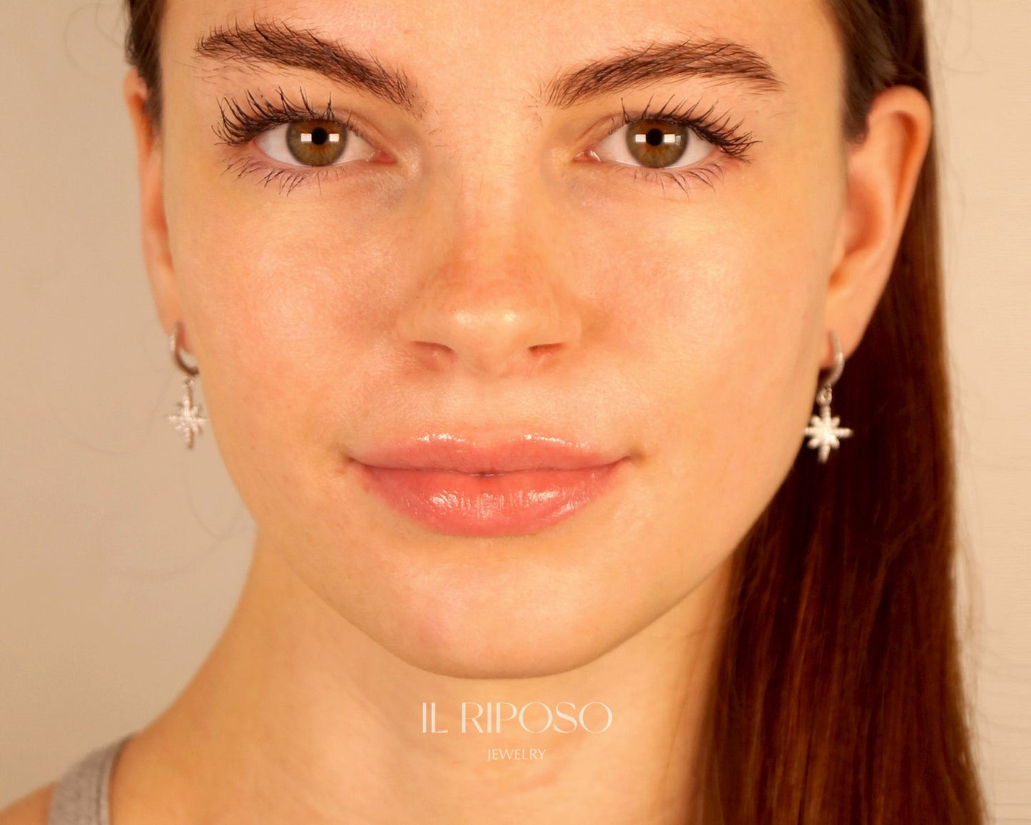 Anise Star Hoop Earrings: 18k Gold Plated Sterling Silver
