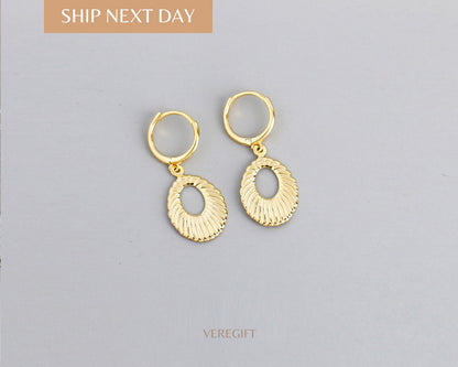 18k Gold Plated Water Drop Hoop Earrings: Sterling Silver Minimalist Style