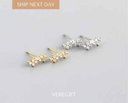 Crystal Stud Earrings: 18k Gold Plated Sterling Silver Minimalist Jewelry
