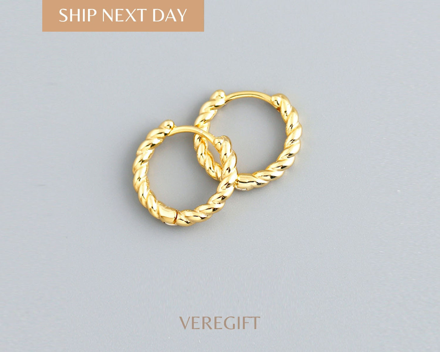 Braided Sterling Silver Hoop Earrings: 18k Gold Plated