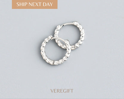 Braided Sterling Silver Hoop Earrings: 18k Gold Plated