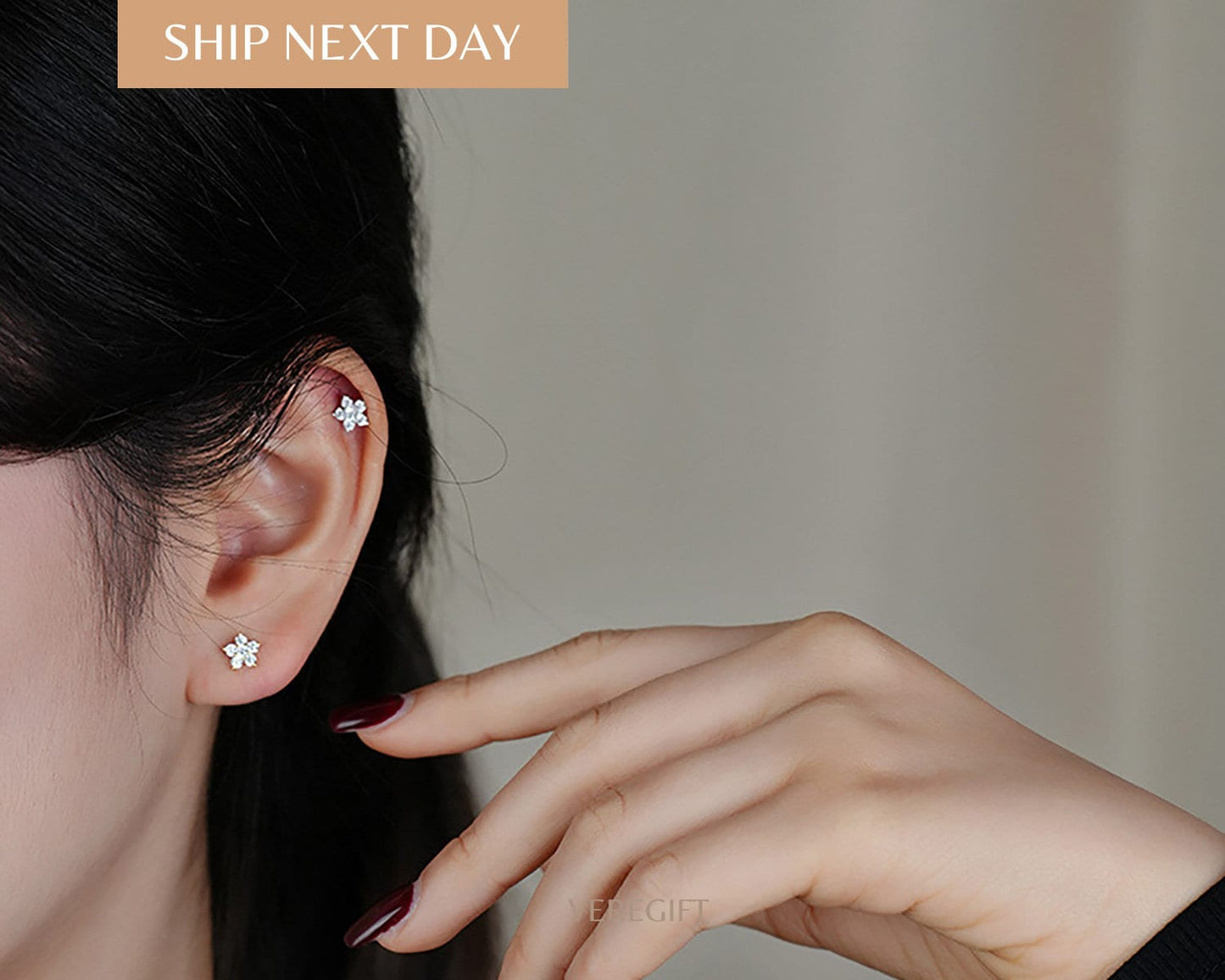 Dainty Flower CZ Stud Earrings: Sterling Silver Minimalist Jewelry