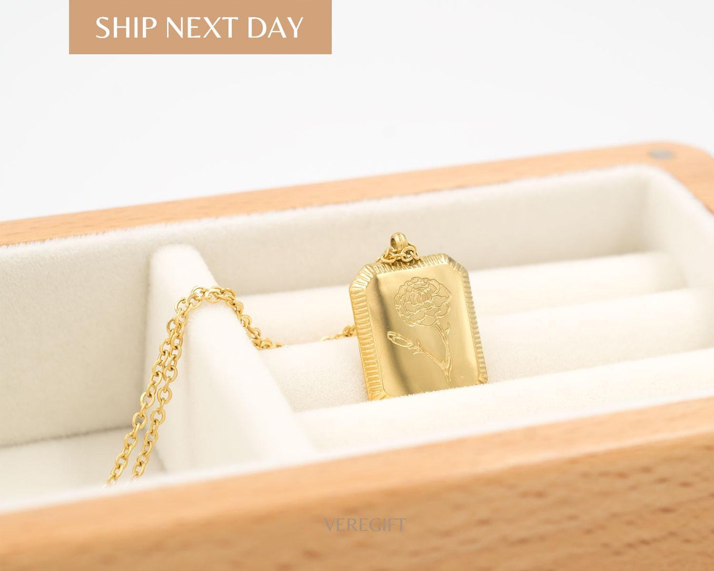 14K Gold Plated Sterling Silver Birth Flower Necklace: Personalized Floral Pendant