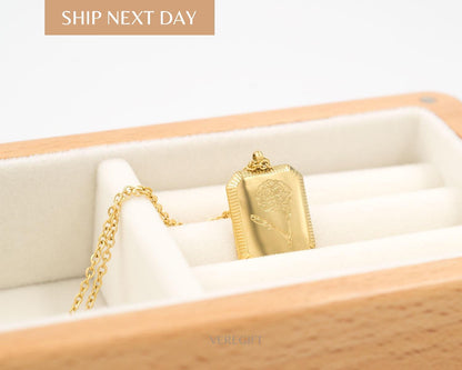 14K Gold Plated Sterling Silver Birth Flower Necklace: Personalized Floral Pendant