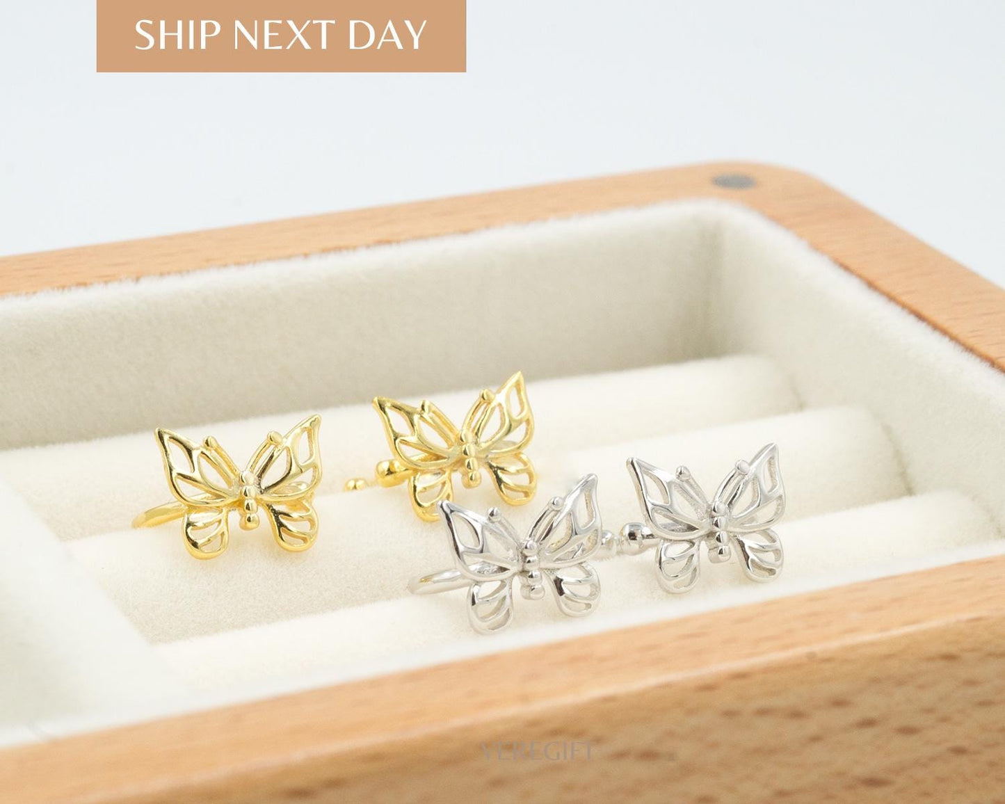 Butterfly Ear Cuff: Sterling Silver Minimalist Ear Clip