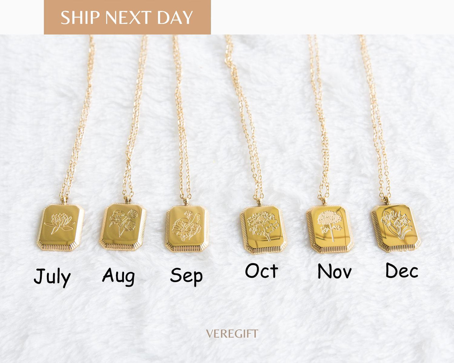14K Gold Plated Sterling Silver Birth Flower Necklace: Personalized Floral Pendant