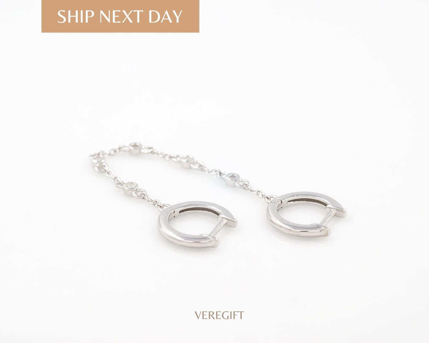 Dainty Gold Double Chain Hoop Earrings: Minimalist Layered Dangle
