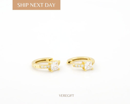 Dainty Gold Huggie Earrings: Minimalist CZ Sparkle