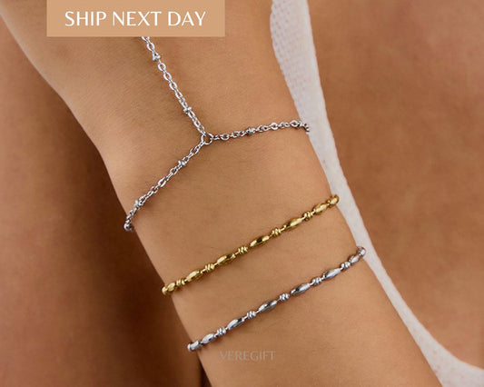 Chunky 18K Gold Bracelet: Stainless Steel Bold Statement Jewelry