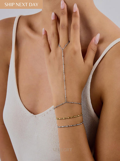 Chunky 18K Gold Bracelet: Stainless Steel Bold Statement Jewelry