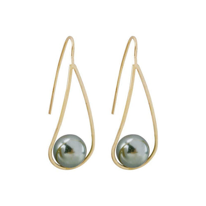 Abacá & Abalone Shell Hoop Earrings: Handmade Boho Chic Jewelry - CJEH1003